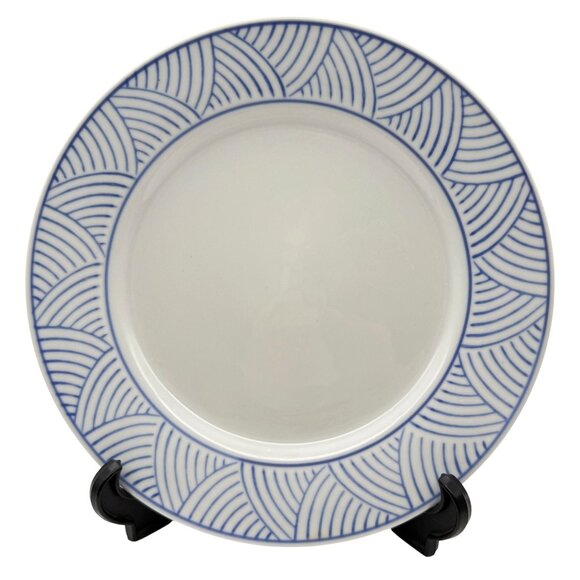 Vtg Himark Mandarin for Pier 1 Dinner Plates (2) Blue Wave Fan Pattern 9.75" - Picture 2 of 8